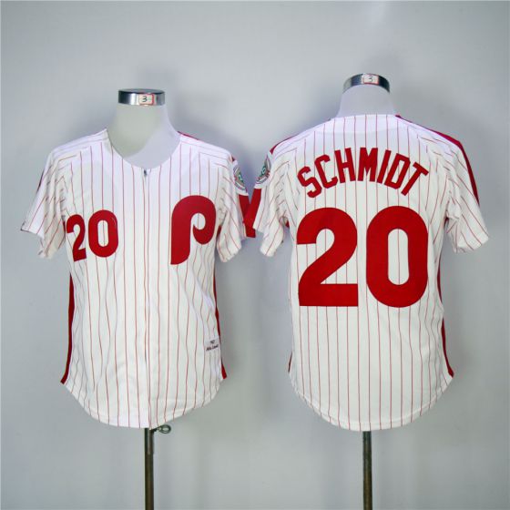 Men Philadelphia Phillies 20 Mike Schmidt Red 1983 Throwback Zipper Edition MLB Jerseys